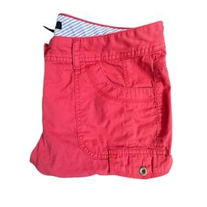 Tommy Hilfiger Womens Pink Cotton Cargo Crop Pants Size 12 Mid Rise Utility
